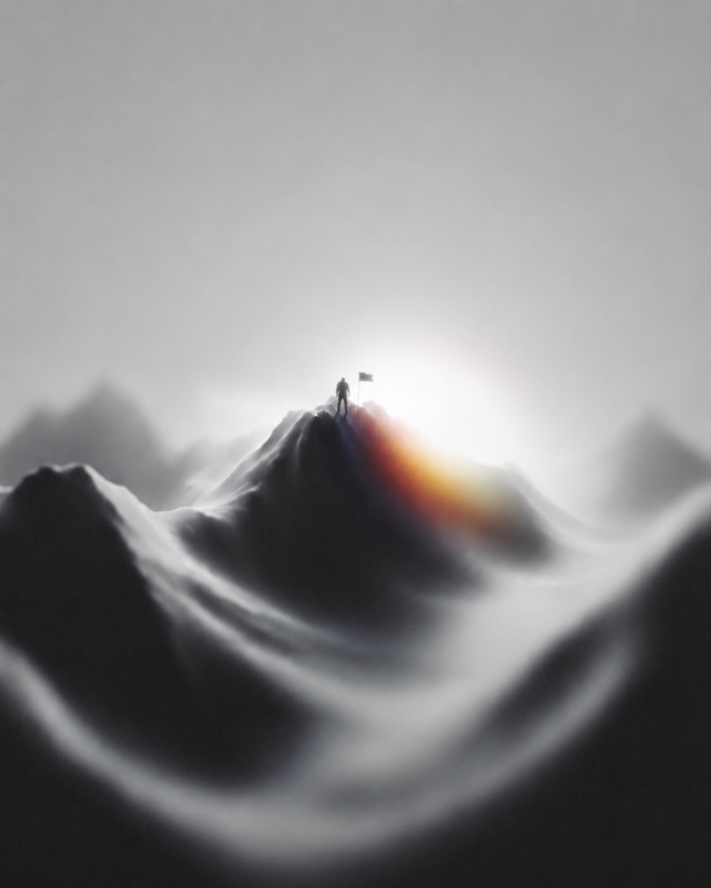 A climber at the summit